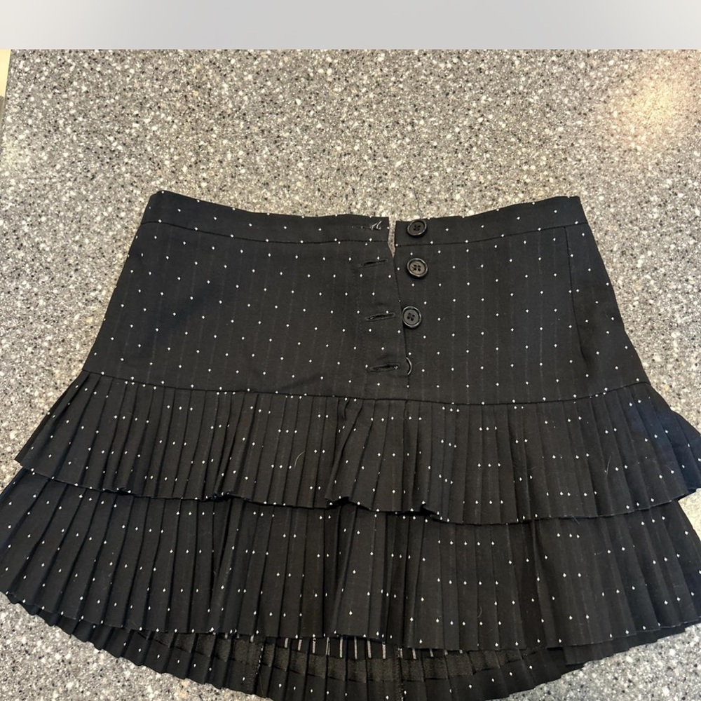 BCBGMaxAzria Black pleated polka dot Mini Skirt